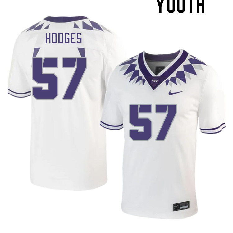Youth #57 Johnny Hodges TCU Horned Frogs 2023 College Footbal Jerseys Stitched-White - Click Image to Close